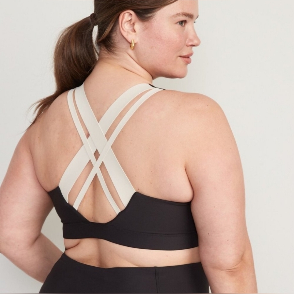 Old Navy Powersoft Strappy Sports Bra Bralette Sizes: 3X & 4X NWT White Color - Picture 3 of 7